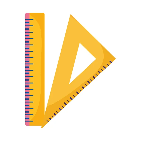 Vissza az iskolai oktatás háromszög vonalzó és vonalzó intézkedés ikonok — Stock Vector