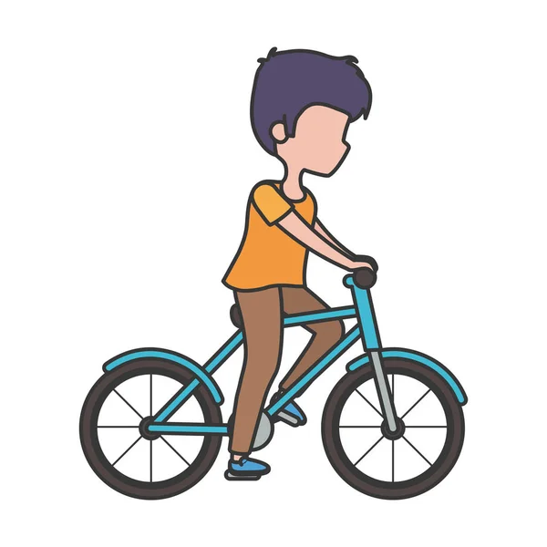 Joven hombre montar bicicleta alternativa tansport — Vector de stock