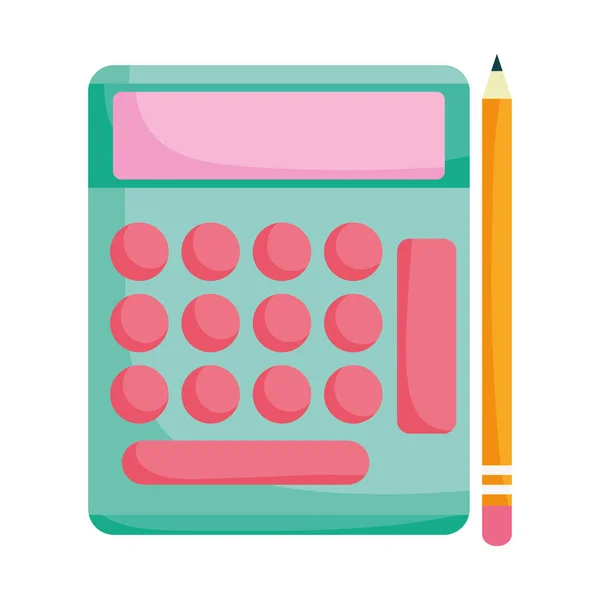 Zpět na školní kalkulačku a zásobu tužek — Stockový vektor