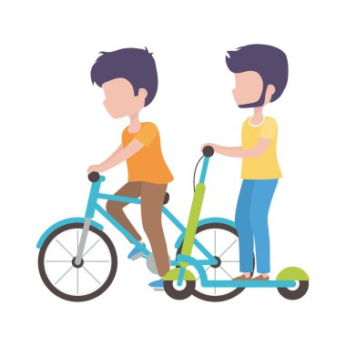 Elektrikli scooter kullanan ve yürüyen bir adam.