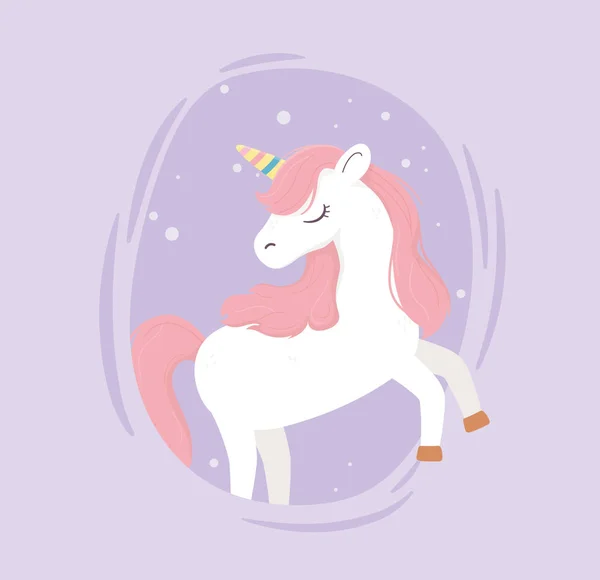 Unicorno fantasia magia sogno carino cartone animato — Vettoriale Stock