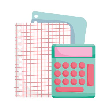 Okul eğitim hesap makinesine ve kağıt kılavuz tablosuna