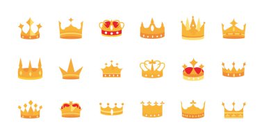 Altın taçlar mücevher otoritesi taç giyme töreni krallık ikonları.