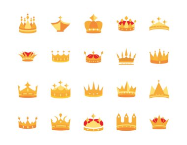 Altın taçlar mücevher otoritesi taç giyme töreni krallık ikonları.