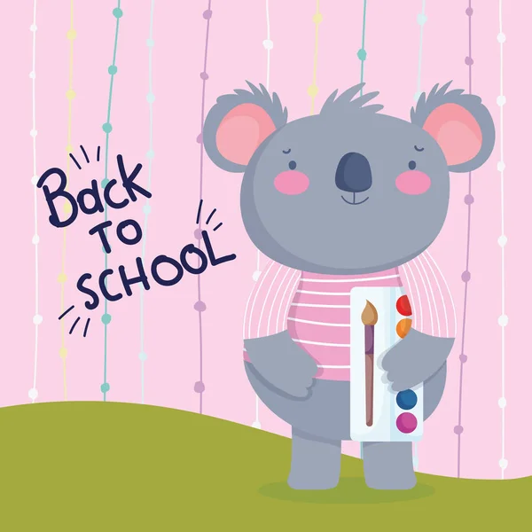 Vissza az iskolába oktatás koala színes — Stock Vector