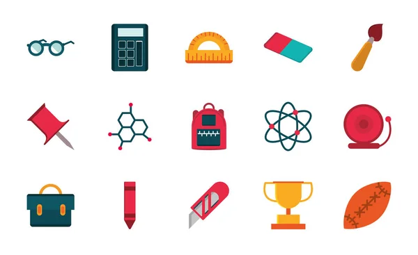 Набір канцелярських товарів шкільний дизайн іконок школи — стоковий вектор