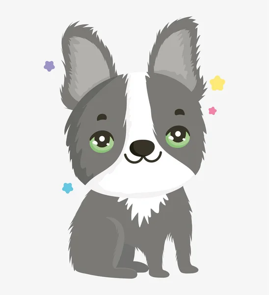 かわいいグレーの犬の国内漫画動物ペット — ストックベクタ