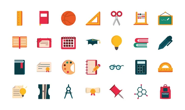 Набір канцелярських товарів шкільний дизайн іконок школи — стоковий вектор