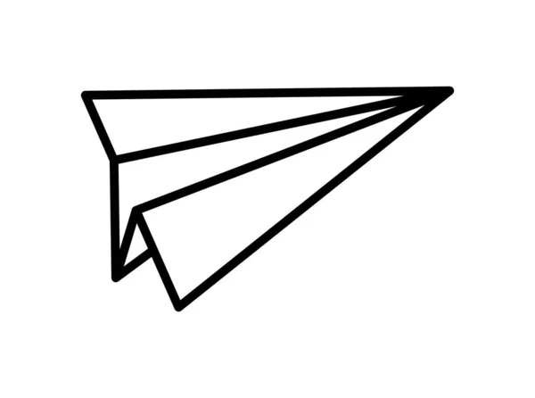Papier vliegtuig creativiteit idee speel speelgoed pictogram dikke lijn — Stockvector