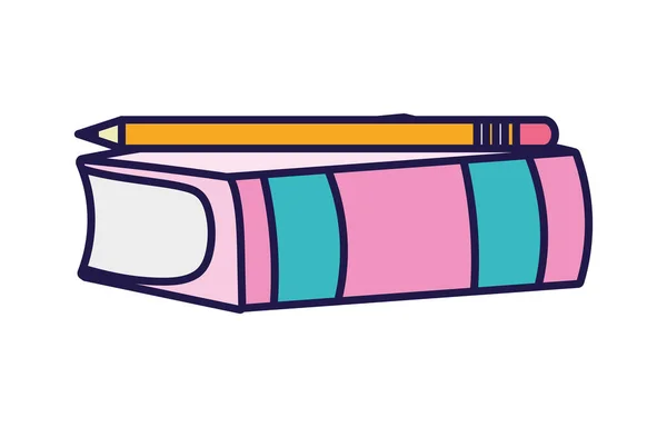Înapoi la creionul de educație școlară pe papetărie de consumabile de carte — Vector de stoc