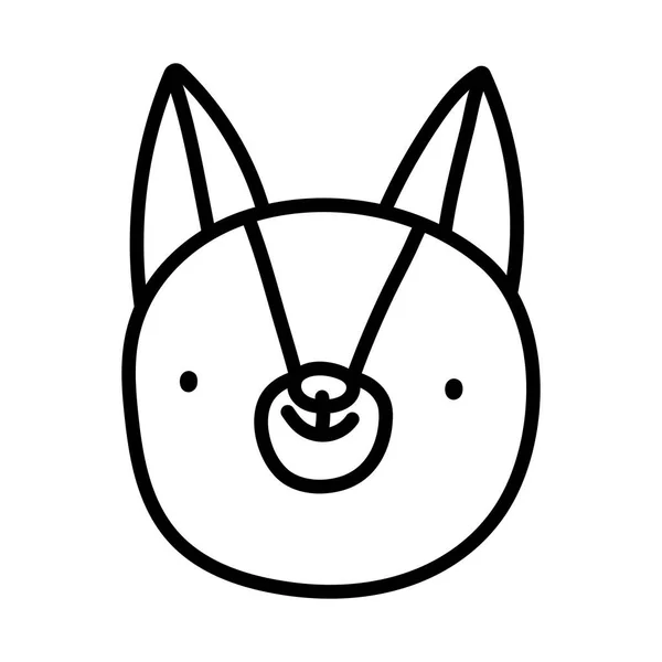 Bonito esquilo rosto cartoon personagem no fundo branco linha grossa — Vetor de Stock