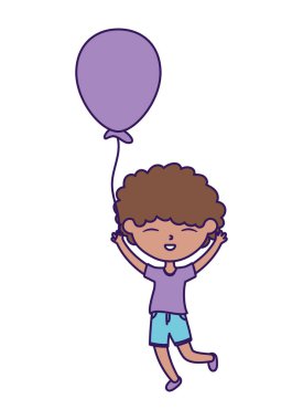 happy childrens day, cute boy holding balloon celebration party