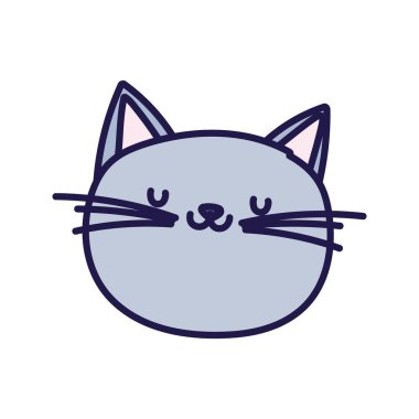 cute cat face cartoon character on white background