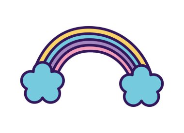 gökkuşağı ve bulut dekorasyon simgesi tasarımı