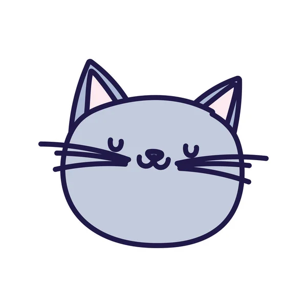 Mignon visage de chat personnage de dessin animé sur fond blanc — Image vectorielle