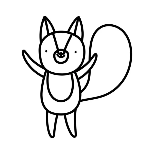 Cute squirrel cartoon character on white background thick line — Stockový vektor