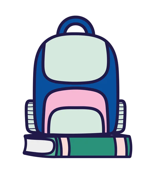 Volver a la mochila de educación escolar en la clase de libro — Archivo Imágenes Vectoriales