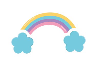gökkuşağı ve bulut dekorasyon simgesi tasarımı