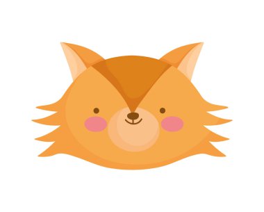 Beyaz arka planda şirin tilki suratlı hayvan çizgi film karakteri