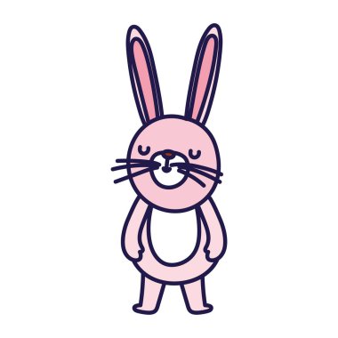 Beyaz arka planda sevimli küçük tavşan çizgi film karakteri