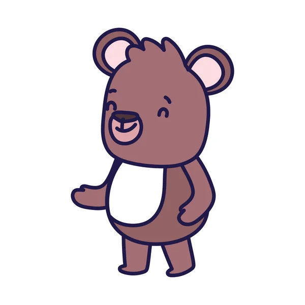 Bonito urso marrom personagem dos desenhos animados no fundo branco — Vetor de Stock