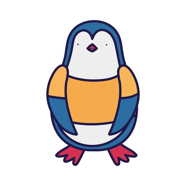 Niedlicher Pinguin mit Hemd-Cartoon-Figur auf weißem Hintergrund — Stockvektor