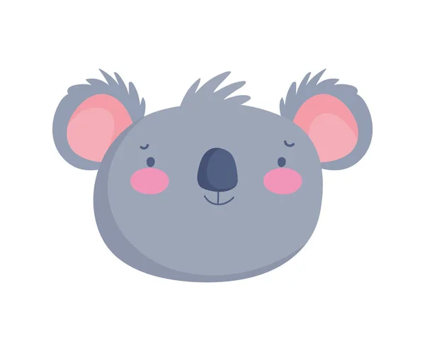 Cute koala face animal cartoon character on white background — ストックベクタ