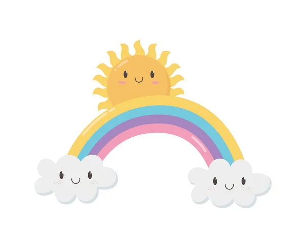 虹の太陽雲ファンタジー漫画のキャラクター — ストックベクタ