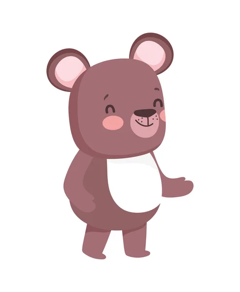 Bonito urso marrom personagem dos desenhos animados no fundo branco —  Vetores de Stock