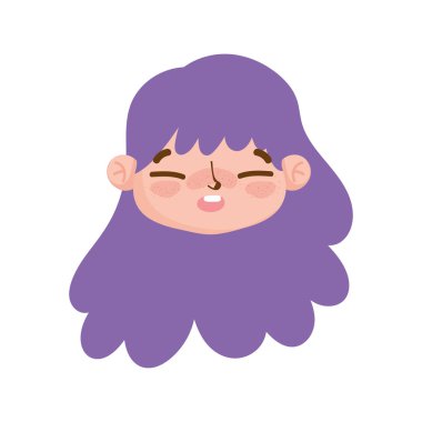 Şirin kız ifadesi Kıvırcık mor saçlar