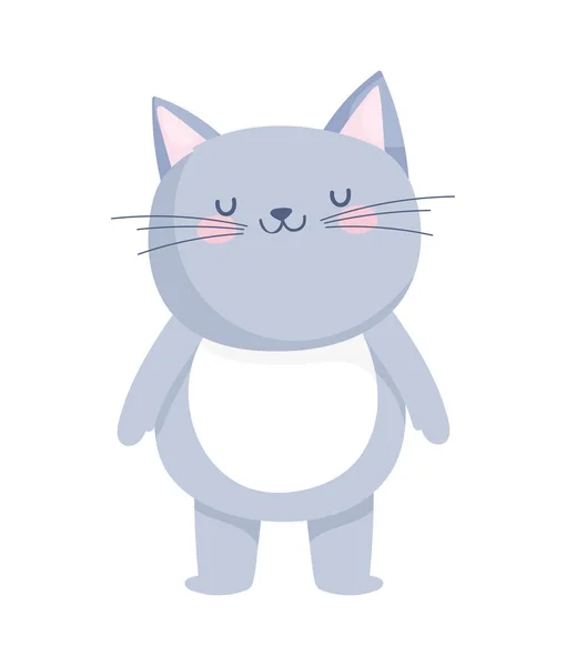 Lindo gato pequeño personaje de dibujos animados sobre fondo blanco — Vector de stock