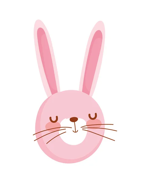 Cute rabbit face cartoon character on white background — Stock Vector