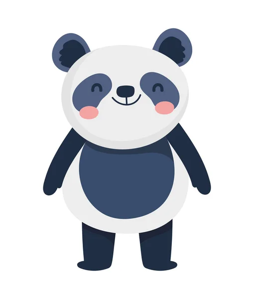 Bonito pequeno panda personagem de desenho animado no fundo branco — Vetor de Stock