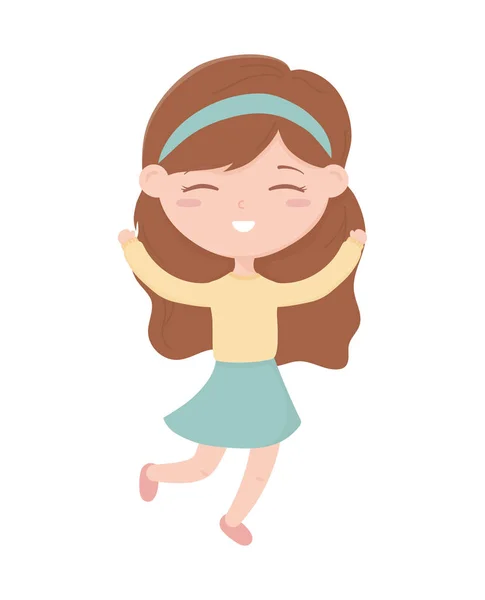 Gelukkig kinderen dag, schattig meisje handen omhoog vieren — Stockvector
