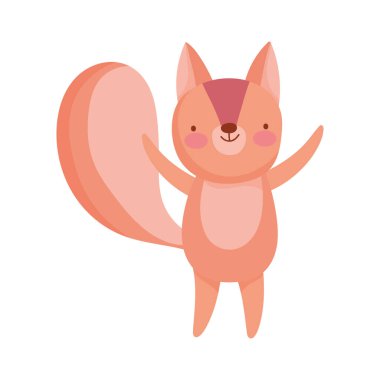 Beyaz arka planda sevimli sincap çizgi film karakteri