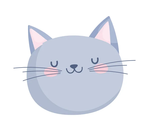 Lindo gato cara caricatura carácter en blanco fondo — Vector de stock