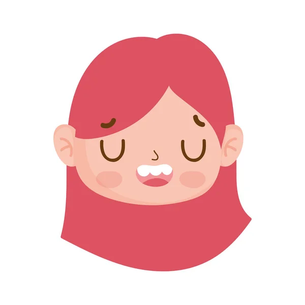 Cara linda niña expresión facial — Vector de stock