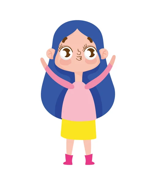 Carino ragazza espressione emozione gesto cartone animato — Vettoriale Stock