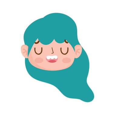 Yüzünde yeşil saç ve yüz ifadesi olan sevimli bir kız.