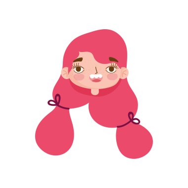 Cute girl face expression facial gesture hair ponytails cartoon vector Cute girl face expression facial gesture hair ponytails cartoon vector