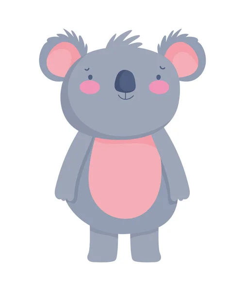 Carino koala animale personaggio dei cartoni animati su sfondo bianco — Vettoriale Stock