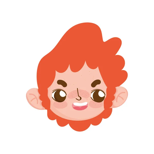 Kleiner Junge lockiges Haar roter Gesichtsausdruck — Stockvektor