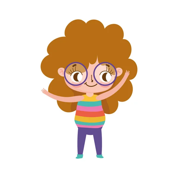 Маленька дівчинка в окулярах кучеряве волосся експресія обличчя — стоковий вектор