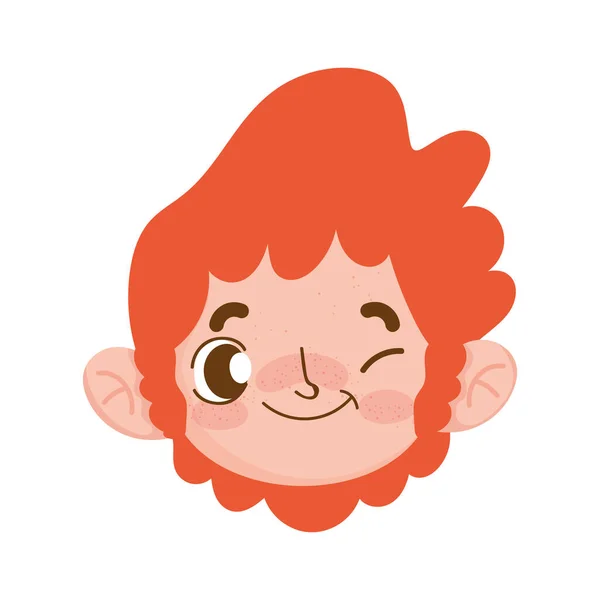 Mały chłopiec kręcone włosy czerwony wyraz twarzy — Wektor stockowy