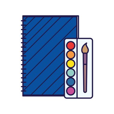 back to school education notebook with spiral and palette color artistic
