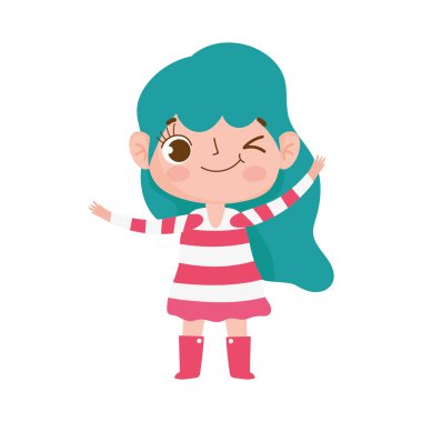 Yüzünde çizgili yüz ifadesi olan küçük kız.