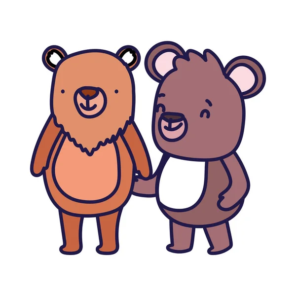 Μικρό αρκουδάκι και αρκούδα χαρακτήρα κινουμένων σχεδίων σε λευκό φόντο — Διανυσματικό Αρχείο