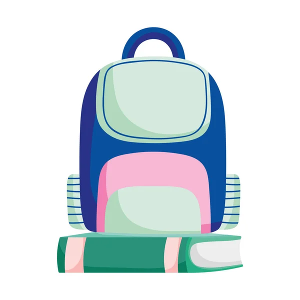 Назад до шкільної освіти рюкзак на книзі — стоковий вектор