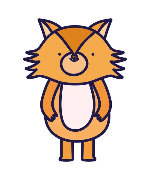 Cute fox lasu zwierzę kreskówki znak na białym tle — Wektor stockowy