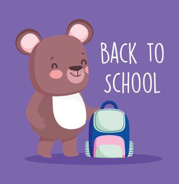 back to school education cute little bear with backpack